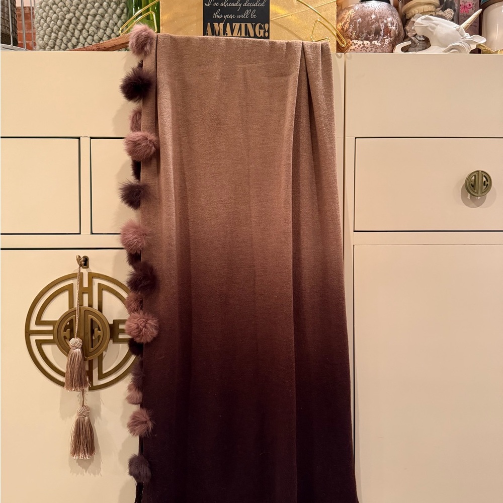 Elegant Ombre Brown Skirt with Pom-Pom Details